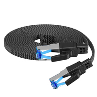 Cable de Red CAT8 SFTP con Blindaje de Plata, Conductor de Cobre Sólido, Cubierta de PVC, RJ45, Negro Gris, Certificado CE, para Juegos, PC, PS5, Xbox
