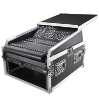 Flight case DJ 13U personnalisé, classique, durable, grande capacité, avec combo rack 6U et étagère pour ordinateur portable, étanche et antichoc en aluminium