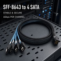 Câble répartiteur de disque dur 12 Gbit/s Mini SAS HD SFF-8643 vers 4 SATA, 36 broches 7 broches, en cuivre plaqué argent, pour contrôleur RAID