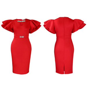 D580 Mới Nhất Thiết Kế Mùa Hè Bên Dresses Phụ Nữ Ruffle Tay Áo Đính Cườm Thanh Lịch Gowns Cho Phụ Nữ Evening Dresses Phi Dresses - Product Image 6