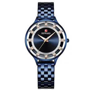 Grosir hadiah kualitas baik merek jam tangan Quartz wanita berlian biru jam tangan wanita mewah jam wanita Relogio Feminino