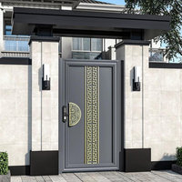 Serrure Intelligente à Empreinte Digitale Personnalisée Haut de Gamme pour Colonne Meander Gravée, Porte d'Entrée Double Battante pour Villa Moderne et Propriété
