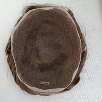 Vente en gros cheveux humains indiens postiche homme en dentelle allemande de couleur marron clair