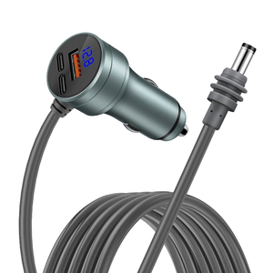 Mini DC Thuốc lá nhẹ hơn mới kỹ thuật số xe sạc dây điện ba cổng hoàn toàn tương thích nhanh sạc dây mở rộng - Product Image 3