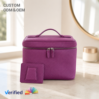 Borsa Cosmetica in Pelle di Prima Qualità, Grande Organizer per Toilette con Logo Personalizzato, Portatile per Viaggi, Trucco e Cura Personale