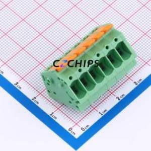 1190367 Spring Terminal Block Through hole Component (THT),P=5mm Connector ( Construction: 1x6P )( Pitch: 5mm )( Color: Green ) - Product Image 1