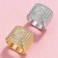 Nouvelle bague en acier inoxydable à quatre couches pour hommes, bague hip-hop avec diamants
