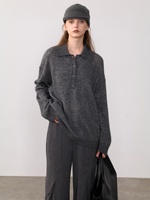 Pull en cachemire pur à 100 %, fin et long, pour femme, coupe oversize, boutonné, col et poignets côtelés, tricot fin, chaud, doux, pour l'hiver