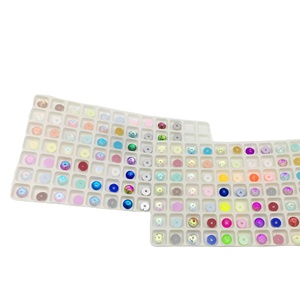 Kính sáng bóng khoan đáy phẳng với lỗ khoan thủy tinh pha lê màu lỗ giữa tay khâu khoan tự làm quần áo phụ kiện đám cưới - Product Image 2