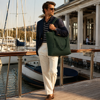 Tas Rajut Hijau Zaitun Chic dengan Pegangan Panjang, Tas Belanja Kain Berkapasitas Besar untuk Wanita