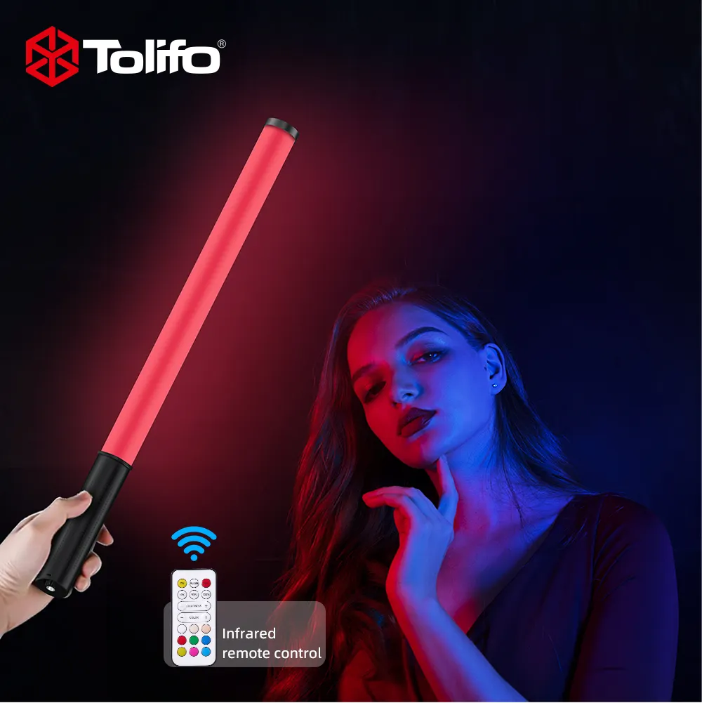 Tolifo-varita de luz de ST-10RGB portátil, palo de luz LED RGB de vídeo con batería recargable integrada