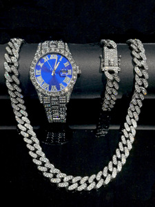Reloj <span class=keywords><strong>de</strong></span> Cuarzo <span class=keywords><strong>de</strong></span> Lujo con <span class=keywords><strong>Cadena</strong></span> Cubana <span class=keywords><strong>de</strong></span> Acero Inoxidable, Caja <span class=keywords><strong>de</strong></span> Aleación <span class=keywords><strong>de</strong></span> 40mm, Esfera con Agujas, Correa <span class=keywords><strong>de</strong></span> 20mm, Estilo Charm - Product Image 4