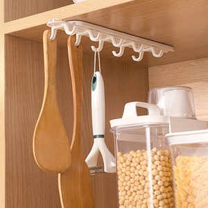 <b>Hook</b> Wall Hanging Wall Bathroom Stretchable Kitchen Entrance Key Bag Inverted Retractable Paste Type Double Row Upside Down <b>Hook</b> - Product Image 5