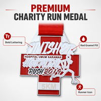 Médaille personnalisée pour hôpital, OEM ODM, en émail argenté, pour la course de fond de 5 km, la course de bienfaisance, la santé, le sport, en alliage de zinc avec ruban