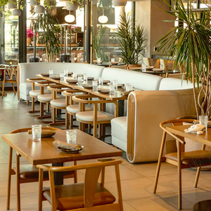 تصميم أثاث مطعم داخلي تجاري متكامل حسب الطلب، أثاث فاخر للفنادق والمقاهي، مجموعة طاولات وكراسي ومقاعد - Product Image 2