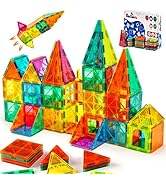 <strong>Magnetic</strong> Plastic Tiles Building <strong>Set</strong> STEM Sensory Educational Toy for Kids 100PCS 2 <strong>Cars</strong> Gift for Toddlers 3 to 8 Years Old - Product Image 5