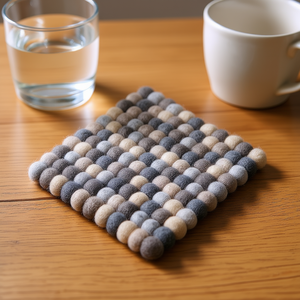 <b>Coasters</b> In Natural Tones 20X20Cm Wool Felt Square <b>Drink</b> Mat <b>For</b> Table Use - Product Image 3
