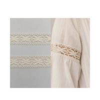 Dentelle en coton ajourée non extensible de 2,2 cm pour inserts de vêtements et bordures textiles