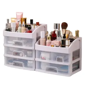 Desktop Storage Box Plastic Makeup Organizer Storage Box With Drawer