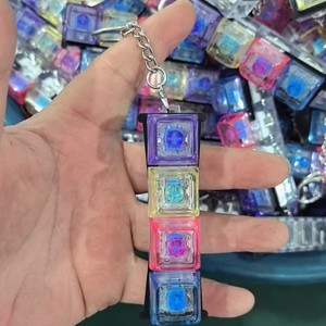 เครื่องทดสอบคีย์บอร์ดแบบใสขายดี ของเล่นคลายเครียดแบบพวงกุญแจ กดปุ่มไฟกระพริบ ของเล่นกดปุ่มปลายนิ้ว - Product Image 2