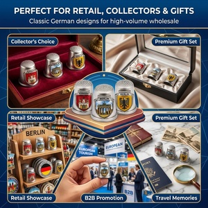 Solo Venta al por Mayor: Dedales de Recuerdo Alemanes Premium, Dedales de Recuerdo de Berlín y Nurnberg, Dedales Metálicos con Logotipo 3D, Logotipo Personalizado al por Mayor - Product Image 2