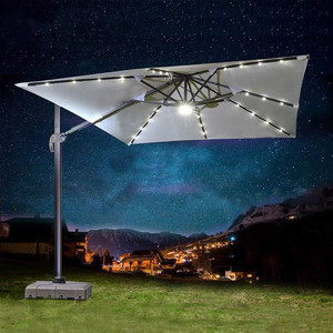 Sombrilla de patio exterior de 3 m, de aleación de aluminio, plegable manualmente, con inclinación giratoria, para jardín, patio, protección solar. - Product Image 2
