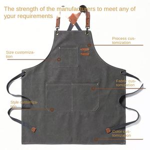 Wholesale Oil-Proof Cotton Denim Bib <b>Apron</b> Custom Printed Canvas for Chef Home <b>Kitchen</b> Gardening Tea Coffee Milk Shop Work - Product Image 3