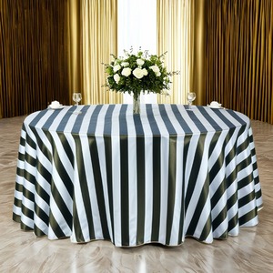 Nappes de table modernes et élégantes 100% polyester, noires et blanches, à rayures rondes et rectangulaires, pour fêtes, mariages, décorations de Noël - Product Image 1
