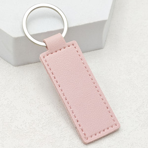 Wholesale Promotional Custom <b>Blank</b> Rectangle Heart Silk Screen Printed Waterproof Leather Keychain Custom Logo Metal Accessories - Product Image 4