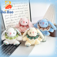 Fabricant de peluches prêt à expédier : Porte-clés lapin en peluche doux de 4 pouces, petit animal en peluche rembourré en coton PP pour breloque de sac