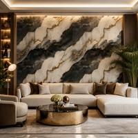 Panneau mural en marbre imperméable 2 mm, panneau mural en PVC UV veiné or 1220x2440 mm, ignifuge, pour hôtel, villa, directement de l'usine