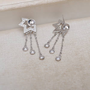 Pendientes de Plata S925 con Corona y 6-7 Perlas, Pendientes Colgantes Finos Personalizados para Mujer, Accesorios DIY con Bandeja Vacía 1073 - Product Image 3