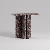 Table d'appoint en marbre veiné brut Dream Home, structure symétrique en dalle fendue, table d'appoint design en pierre pour projets résidentiels et villas