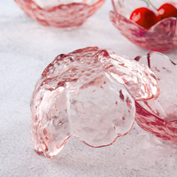 Plat moderne en verre à fleurs de cerisier Bol à tremper rose Mini assiette de fruits à glace