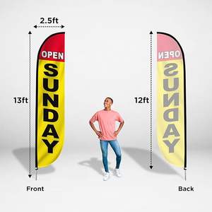 Drapeau à franges, bannière publicitaire avec kit de mât <span class=keywords><strong>en</strong></span> fibre de verre et piquet de sol pour la promotion des entreprises - Ouvert le <span class=keywords><strong>dimanche</strong></span> - Product Image 4