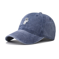 Gorra de Béisbol de 6 Paneles de Algodón Lavado con Bordado de Astronauta, Fábrica con Certificación BSCI para Venta al Por Mayor, Estilo Vintage, MOQ Bajo, Precio Económico