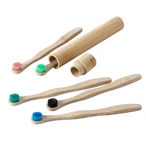 Cepillo limpiador de lengua de bambú ecológico, cerdas suaves, rascador de lengua, Herramientas de limpieza Oral biodegradables, venta al por mayor
