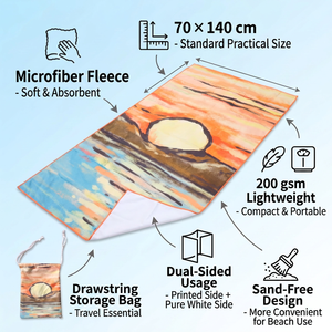 <span class=keywords><strong>Serviette</strong></span> de plage en microfibre suédée, impression double face, logo personnalisé, anti-sable, séchage rapide, portable, multi-usage, avec pochette à cordon, pour yoga et piscine - Product Image 2