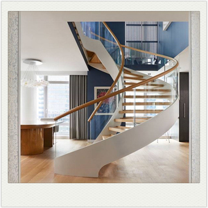 Escalera Interior Moderna <span class=keywords><strong>de</strong></span> Lujo Prima, Curva, con Peldaños <span class=keywords><strong>de</strong></span> <span class=keywords><strong>Madera</strong></span>, Barandillas <span class=keywords><strong>de</strong></span> Vidrio, Estilo Americano, <span class=keywords><strong>Escaleras</strong></span> <span class=keywords><strong>de</strong></span> <span class=keywords><strong>Madera</strong></span> Maciza - Product Image 3