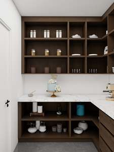 Cuisine moderne avec armoire de garde-manger et plan de travail en quartz, grand rangement pour appartement - Product Image 4