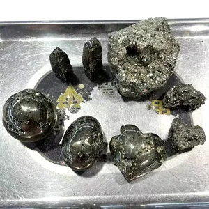 Grosir Batu Kristal Kasar Alami Telur Batu/Bola/HATI/Menara Spesimen Mentah Pyrite Chalcopyrite untuk Dijual