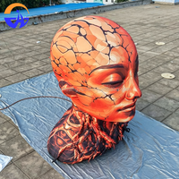 Modèle de tête de fille gonflable en tissu Oxford personnalisé avec ventilateur intégré, décoration publicitaire extérieure durable pour centres commerciaux