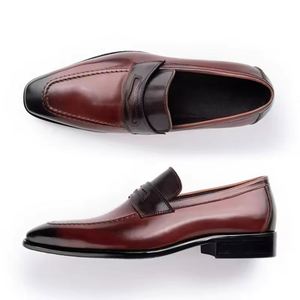 High Quality Men's Formal <b>Shoes</b> Handmade Custom Loafers Square Toe Stylish Party Wedding Leather <b>Shoes</b> <b>Height</b> <b>Increasing</b> Autumn - Product Image 4