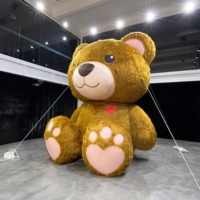 Decoración Navideña de Oso de Peluche Inflable Personalizada de 4 m de Alto, Impermeable y Duradera, con Diseño de Corazón, Color Marrón