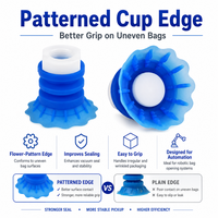 Ventouse industrielle en silicone bleu-blanc en forme de fleur pour ouverture de sacs souples, compatible bras robotique, modèles STP35/STP60