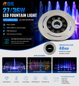 Fontaine LED étanche en acier inoxydable 316L IP68 Lumière de buse de piscine RVB <span class=keywords><strong>Jet</strong></span> d'eau blanc chaud pour paysage de pont sec - Product Image 1