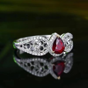 SGARIT doğal taş GUILD sertifikalı 18K beyaz altın 0.43CT ısıtılmamış yakut yüzük güvercin kan kırmızı yakut elmas yüzük - Product Image 3