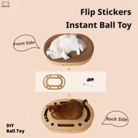 Nid à gratter ovale à pois pour chat, 65 cm, grand lit pour chat en carton ondulé avec jouet clochette