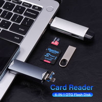 Lector de tarjetas OTG Jaster 6 en 1, USB 3.0 a adaptador micro USB tipo C, unidad flash, lector de tarjetas de memoria inteligente, lector de tarjetas TF SD