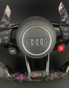 Volante Personalizado de Fibra de Carbono y Cuero con Detalles en Morado para <span class=keywords><strong>Audi</strong></span> Serie A4/A6/A3/Q/S/RS con Botón de Encendido/Apagado - Product Image 5